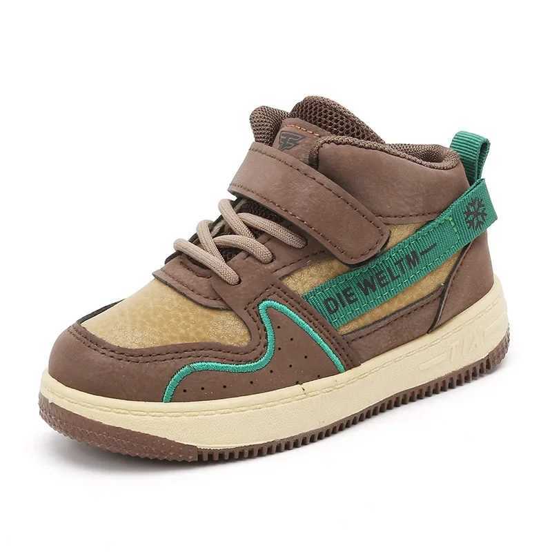 Children Sneakers Soft Sole Hightop Casual Running for Boys Girls PU Leather Sports Toddler Kids Leisure Shoes New C260130
