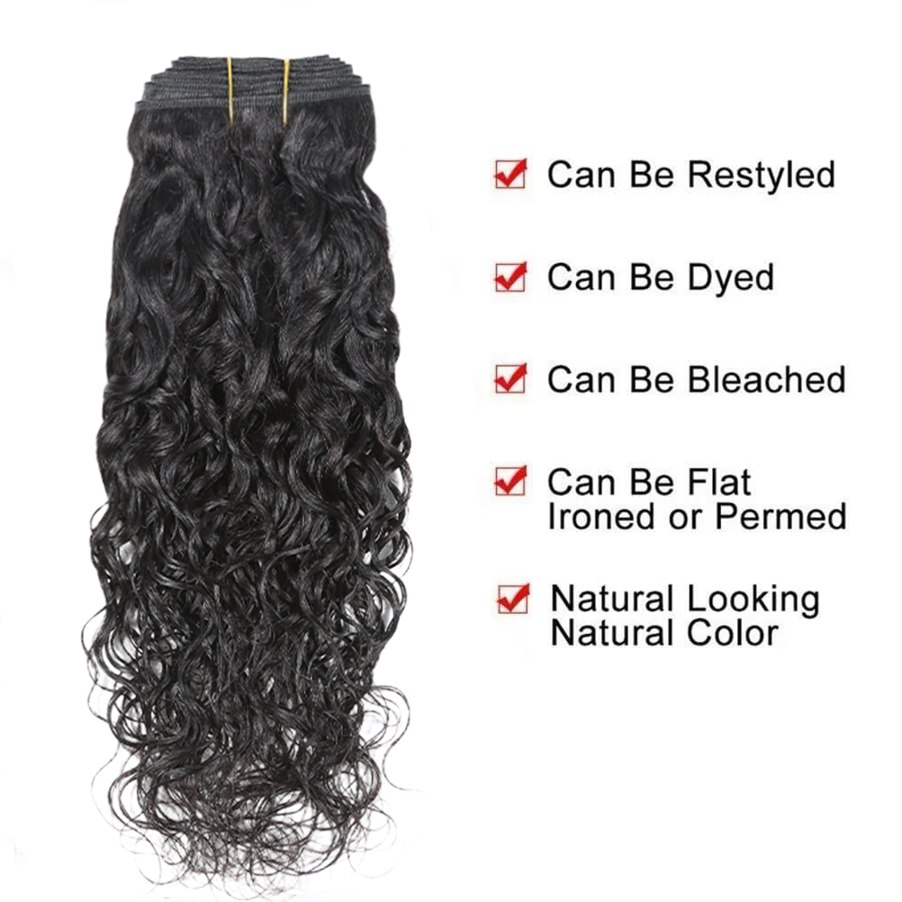 Virgin Water Wave Bundles 95-100g Unprocessed Human Hair Natural Black Single Bundle Hair