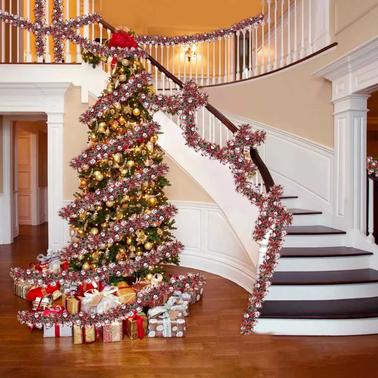 Hot Selling Christmas Decorations with Colorful Stripes Santa Claus Christmas Socks Gingerbread and Floral Decorations C251024