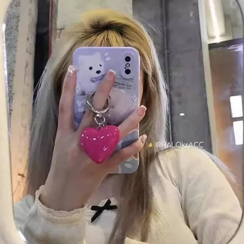Keychain Punk Y2K Style Pink Heart Pendant with Cubic Zirconia Accents for Handbag Backpack Car Key Decoration Gift High Quality Texture
