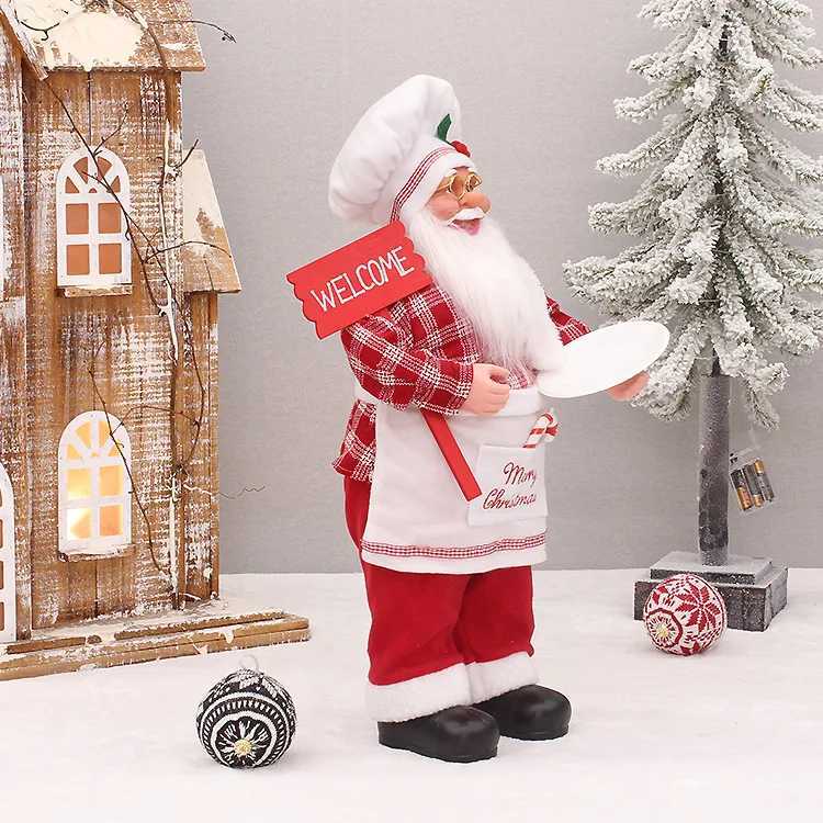 12 inch Christmas Standing Chef Santa Claus Merry Christmas Decoartions For Home Xmas Ornaments Navidad Party Supplies Noel 2023 C251024