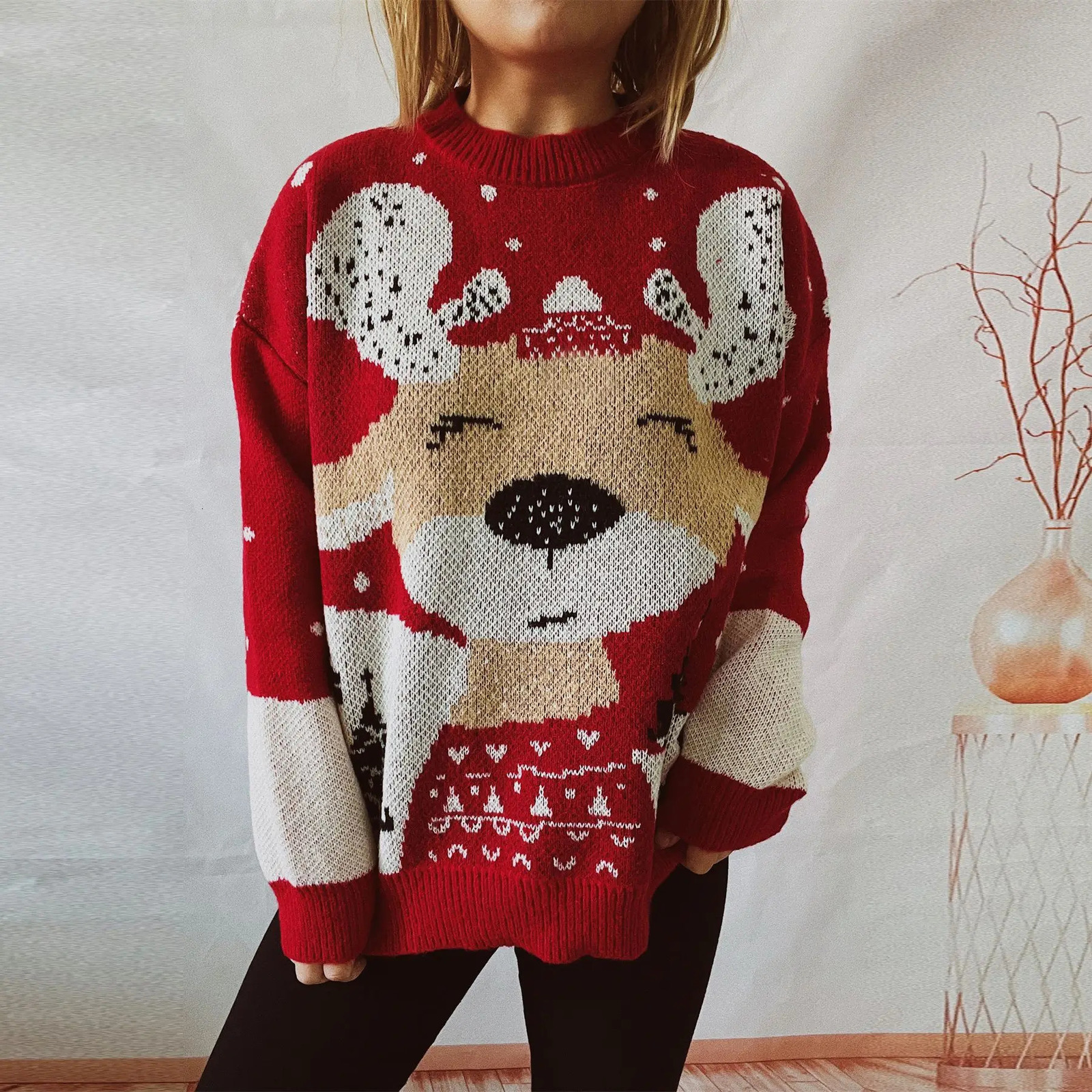 Pullover Women Maglione Da Donna Ropa Invierno Mujer Moda 2025 Christmas Elk Print Knitted Versatile Date Fashion Sweaters Women 251023