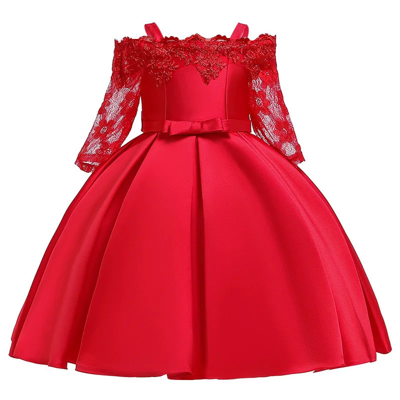 Green Christmas Dress For Girls Children Costume Elegant Kids Princess Party Dresses Lace Half Sleeve Girl Wedding Prom Gown 251023