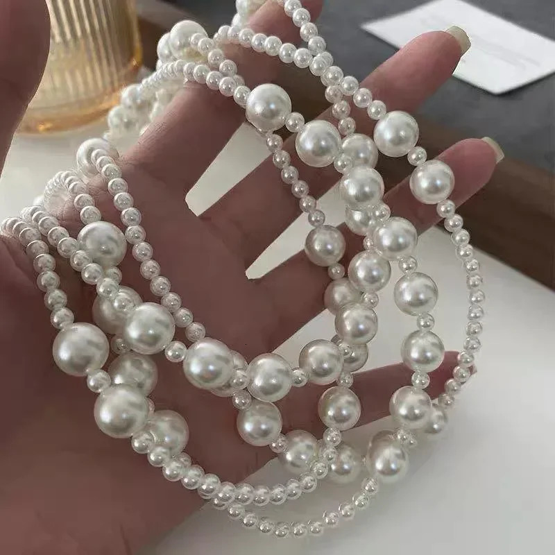 Trendy Vintage Imitation Pearl Multi Layered Pearl Bead Necklace for Women Sweet Elegant Party Jewelry Wedding Gifts 251016
