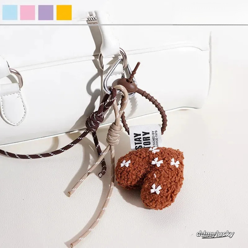 Cartoon Plush Bow Love Keychains For Women Y2k Bag Pendant Couple Car Key Chains Jewelry Gift Decoration Accessories 250430 Ddmylucky
