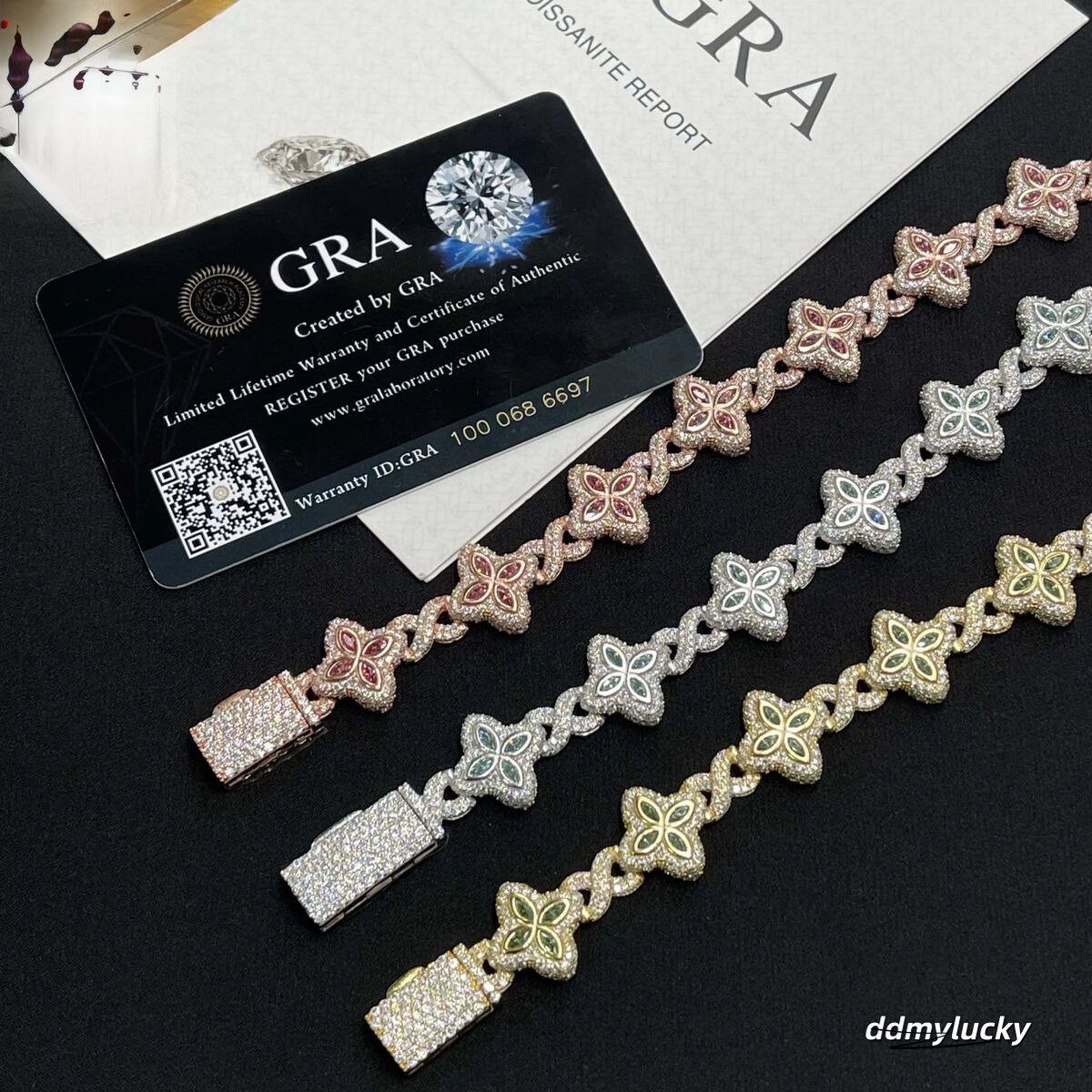 Jewelry 15Mm Marquise Flower Design Four Leaf Clover Sier Iced Out Moissanite Cuban Link Bracelet Men Women Ddmylucky