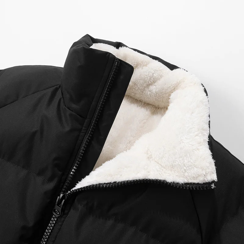 Winter Mens Lamb Wool Fashion Cotton Coat Stand up Collar Plush Thickened Warm Bread Coat Casual Loose Couple Cotton Coat 251020
