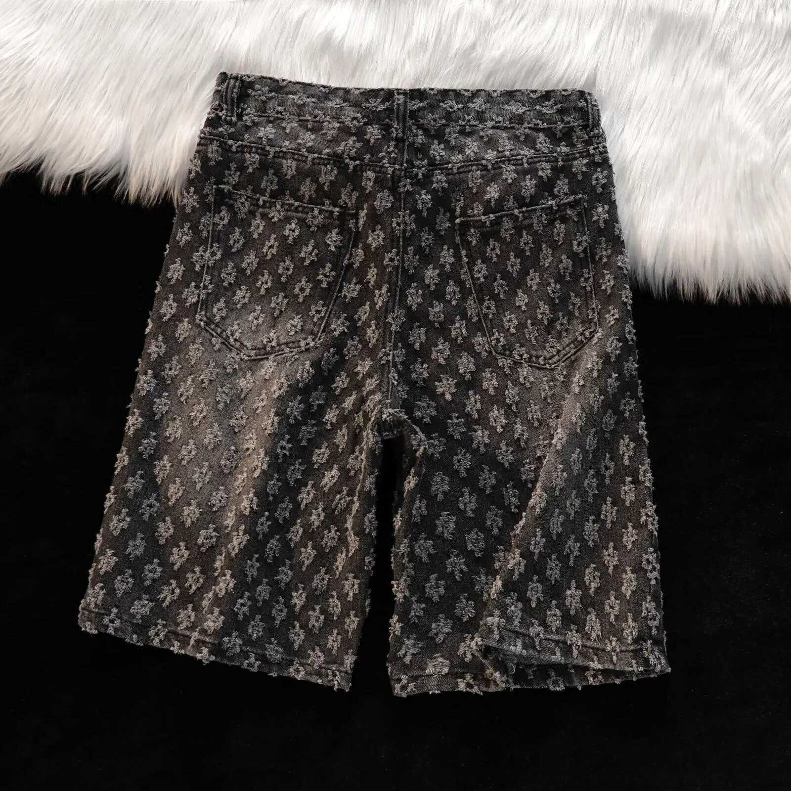 Fashion Casual Summer Light Blue Distressed Men Denim Shorts Smart Straight Leg Loosen Male High Street Niche Design Tide ShortsXJ251025