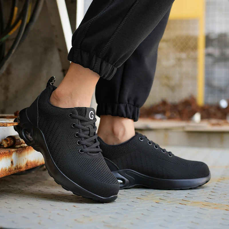Men Safety Shoes Antismash Antipuncture Work Shoes Mesh Breathable Lightweight Work Sneakers Indestructible Slipresistant 251023