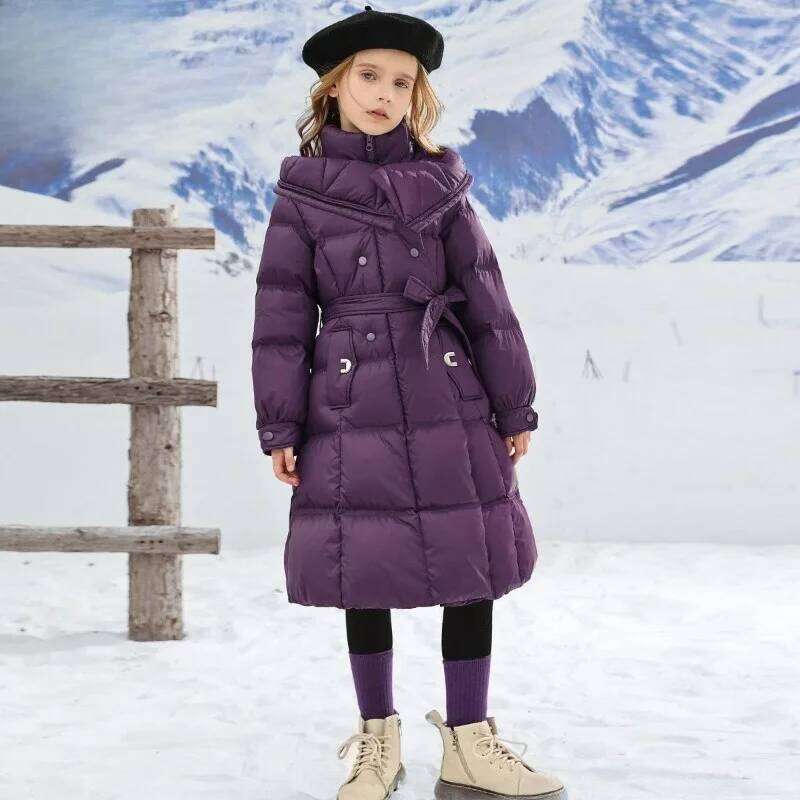 New kids' Down Jacket Thickened Purple Girls' Coat Heavyweight Stylish Winter Clothing