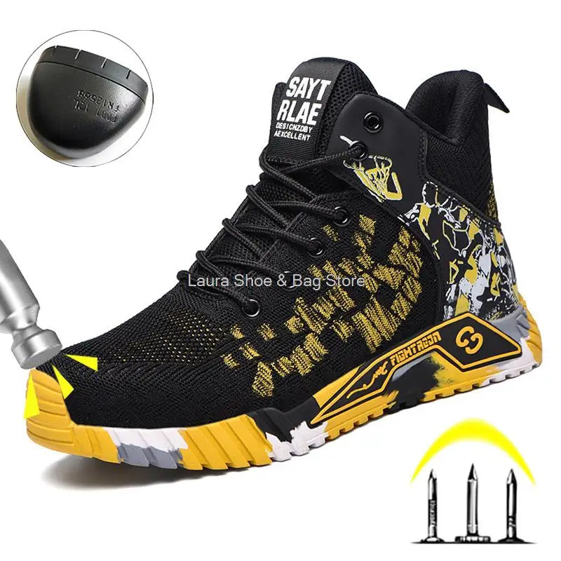High Top Safety Shoes Men Steel Toe Work Shoes Men Women Work Safety Boots Anti Smash Safety Indestructible Work Boot Breathable 251023