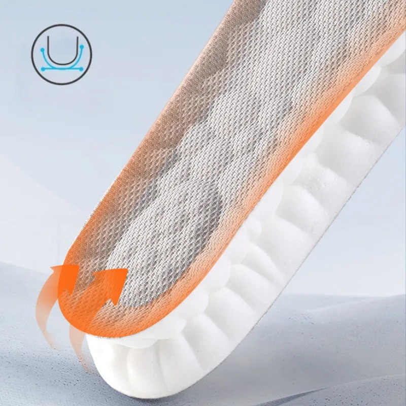 1Pair 4D Cloud Technology High Elasticity Sports Deodorant Insoles for Shoes PU Sole Breathe for Feet Men Running Insole251020