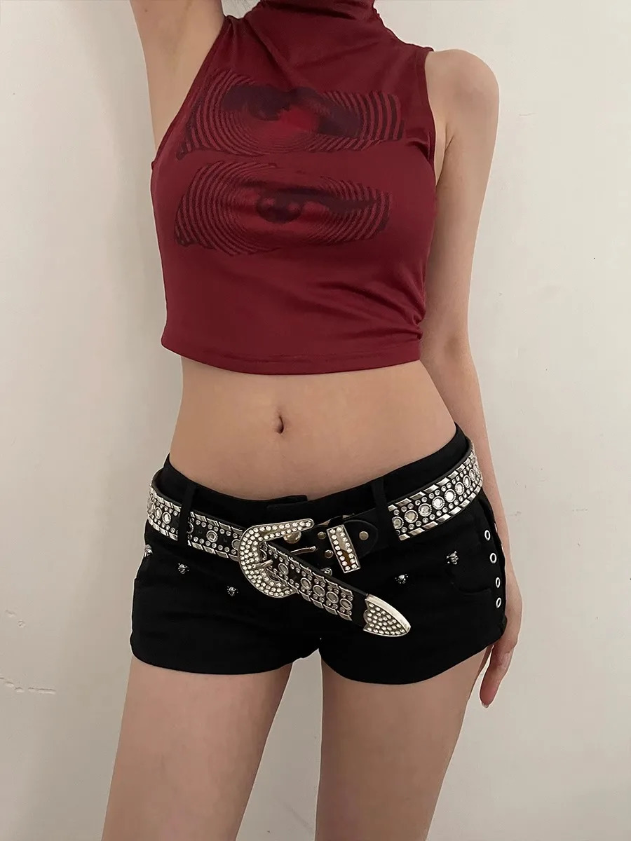 Y2K N Niche Personality Spice Broad Belt Female Adornment Style Rhinestone With Pants Fashion Belt 251024