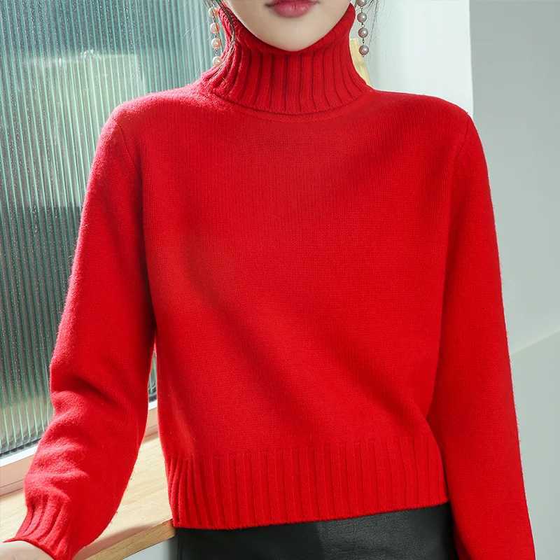 BELIARST 100 Pure Wool New Cashmere Sweater Woman High Neck Solid Color Pullover Fashion Warm Knitted Bottoming ShirtT251025