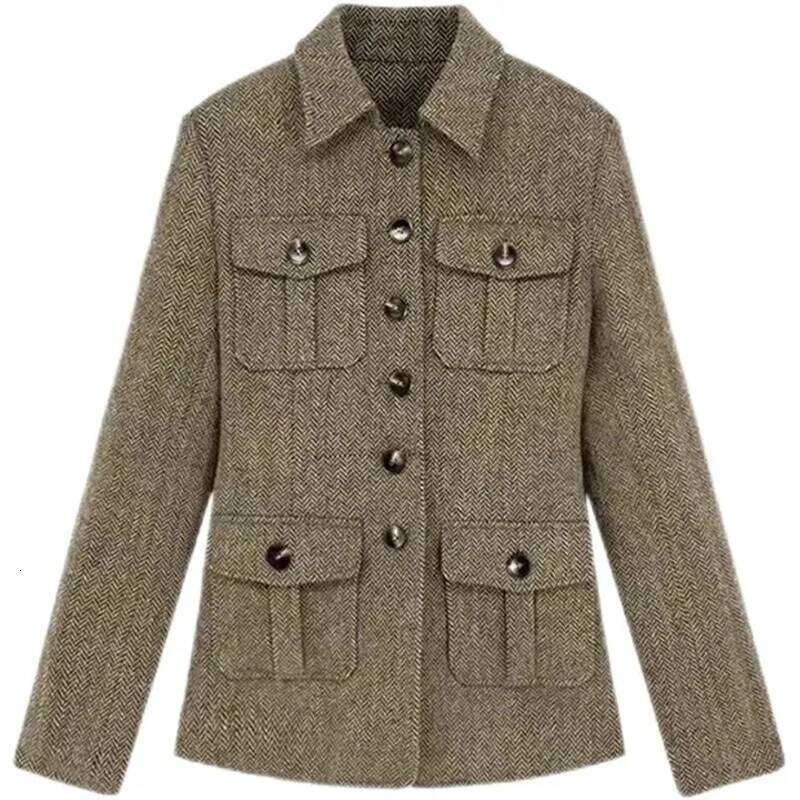 Women S Woolen Jacket Autumn Winter Retro Slim High End Female Short Coat Fashion Comfortable Temperament Ladies Overcoat