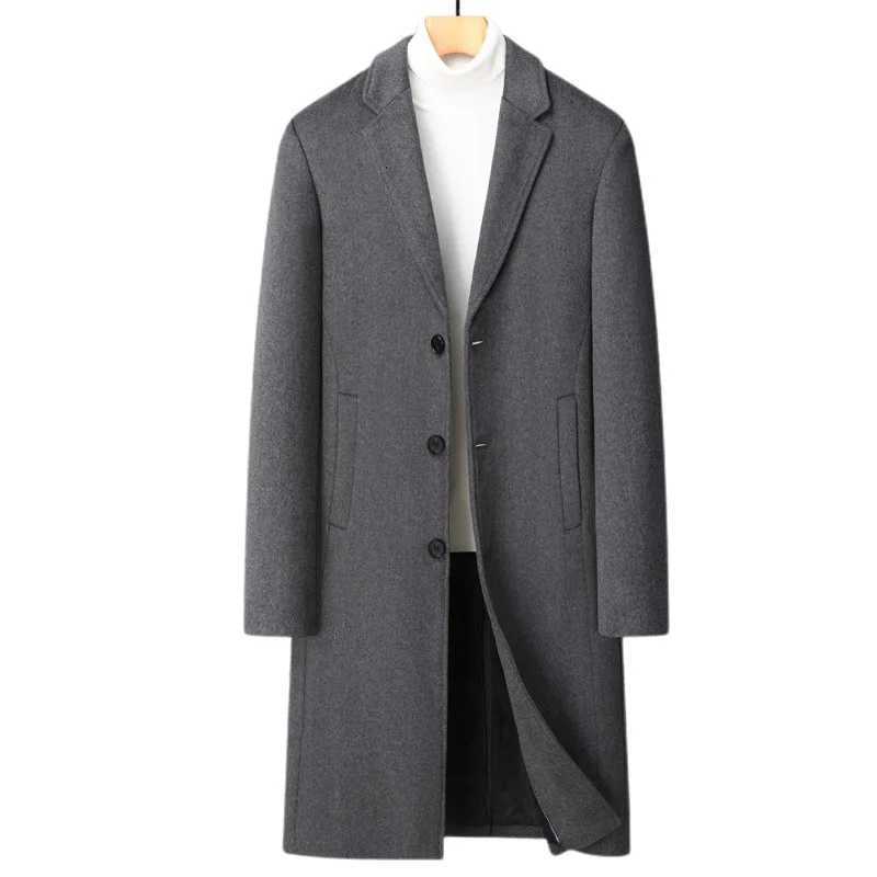 Autumn Winter New Fashion Mens Turndown Collar Long Sleeve Singlebreasted Solid Color Casual Trendy Wool Jackets Male CoatsT251025