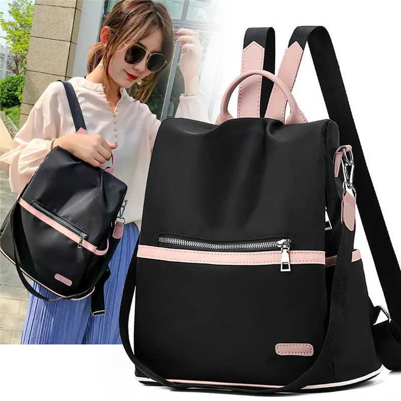 Casual Oxford Backpack Women Black Waterproof Nylon School Bags For Teenage Girls High Quality Fashion Travel Tote Packbag W251025