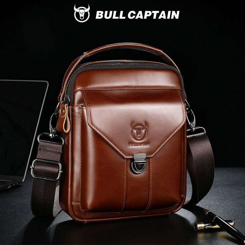 Captain Cow Goods Top Layer Cowhide Single Shoulder Crossbody Bag Genuine Leather Men Inch Ipad High End Multifunctional