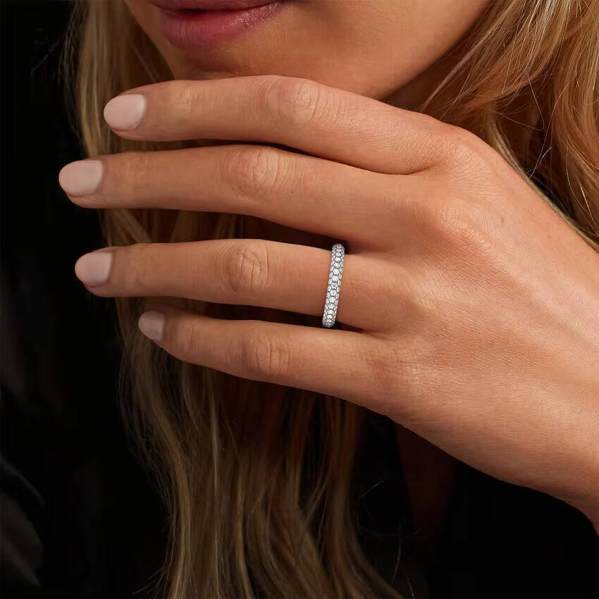 Dazzling Moissanite Eternity Ring Crafted From Elegant 925 Silver Featuring Exceptional Quality And A Timeless Look