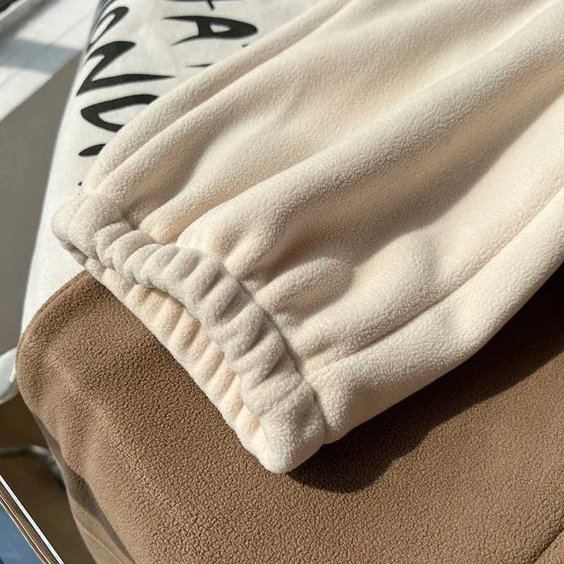 Fleece Pants Women Solid Thick Warm Loose Autumn Winter Leisure Sports Ankle Length Pockets Drawstring Students Preppy Chic LadyT251025