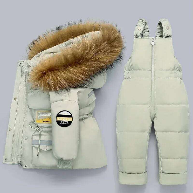 Baby Boy Snowsuit Winter -30° Duck Down Jacket Jumpsuit Warm Kids Parka Hooded Coat Children Overalls Toddler Girl Clothing Set