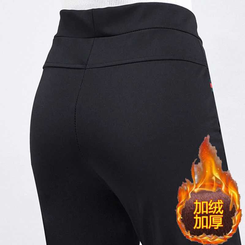 Pants Women2025Autumn Winter New Fleece Thick MiddleAged Elderly Ladies Casual Trousers Mother High Waist Straight Pants FemaleT251025