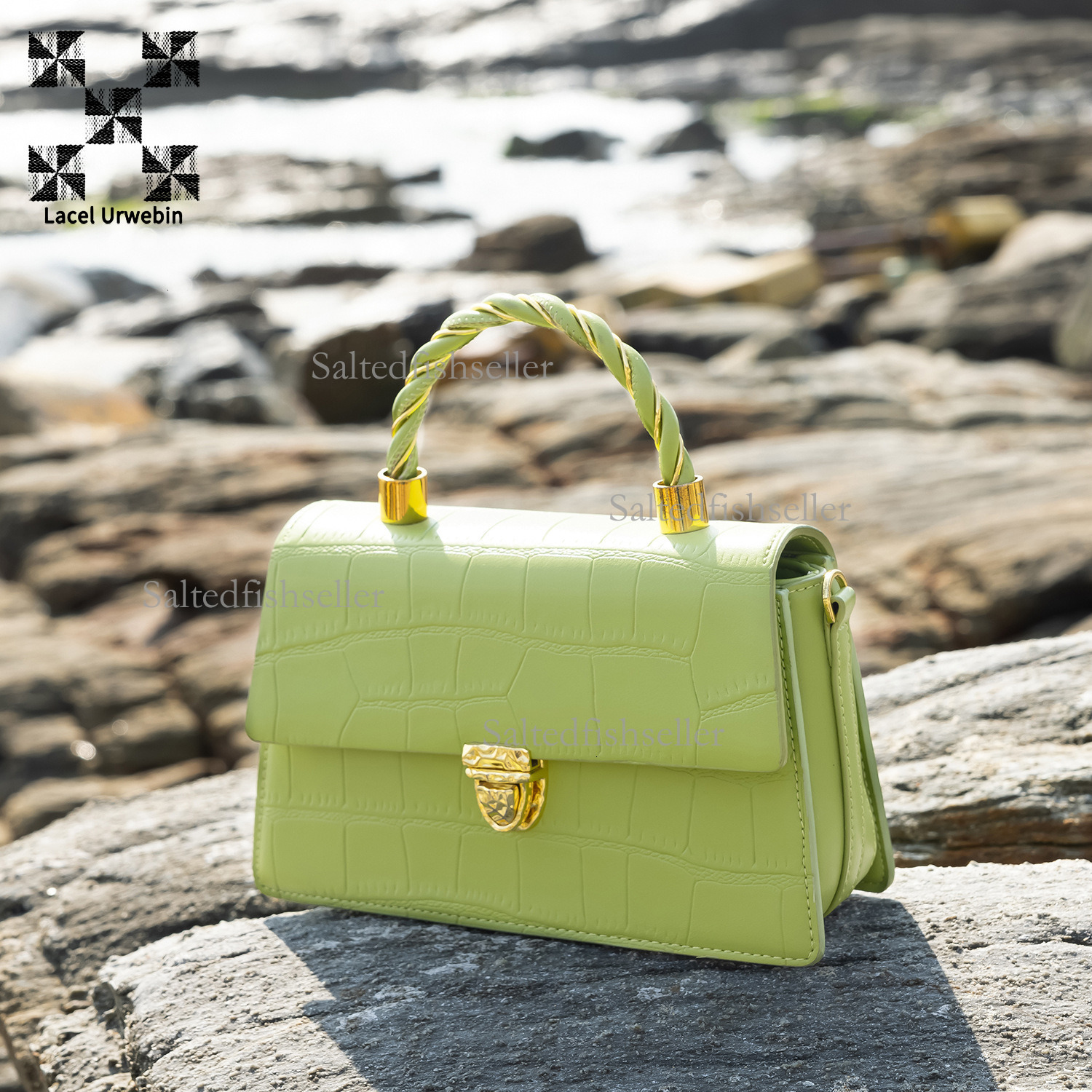 Lacel Urwebin Designer Niche Women's Handbag Spring And Summer New Item Crocodile Pattern High-end Fashion Single Shoulder Slanted Small Square B