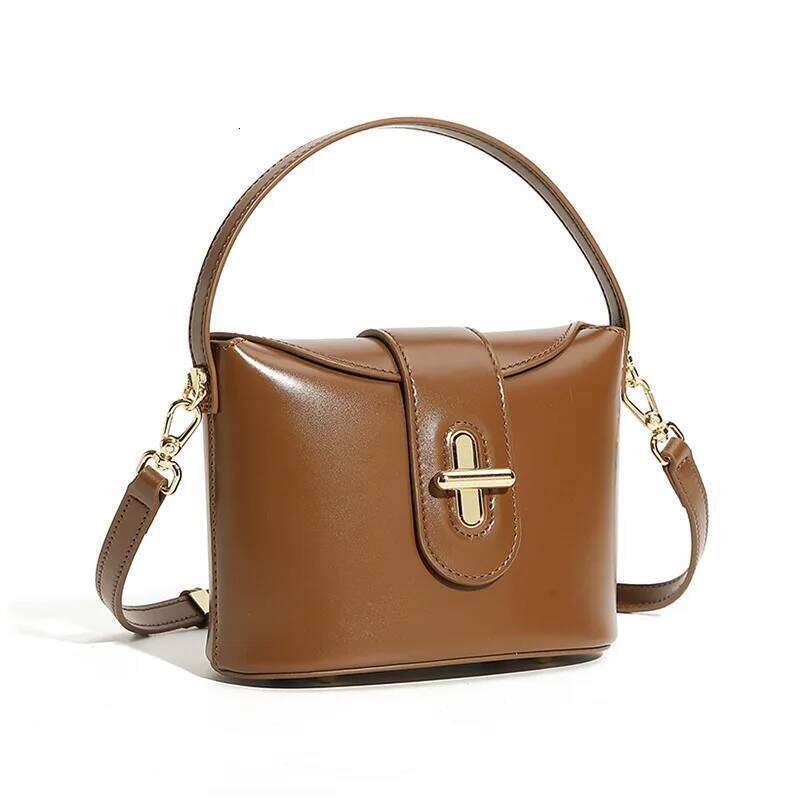Minimalist Genuine Leather Women Shoulder Niche Design Female Small Elegant Crossbody Capsule Lock Tote Phone Bag Suotong251025