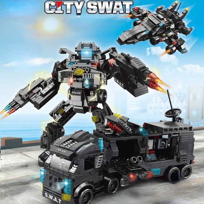 Compatible with 585Pcs CiTY Police Station SWAT Truck Car Building Blocks DIY Toys for Boys Kids Gifts C251023