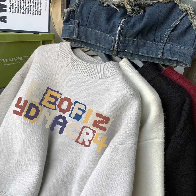 Mens Oversized Sweaters Autumn White Knitted Sweater Fashion Letter Print 5XL Casual Wear for Man Knit Pulloves Men ClothesT251025