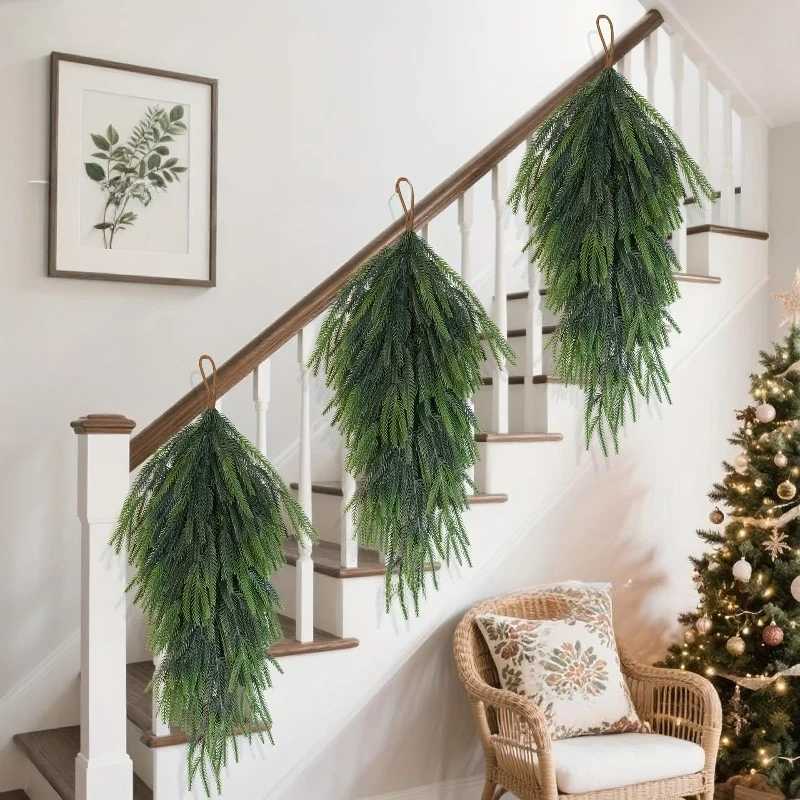 2Pcs artificial pine needles wall hanging Christmas pine needles pine cones atmosphere decoration Christmas decoration C251024