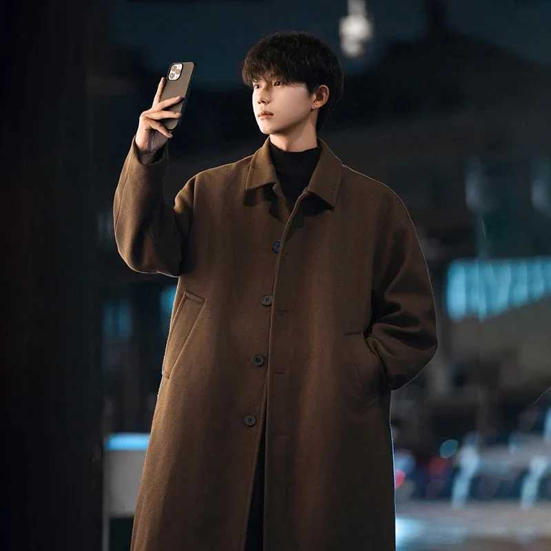 TFETTERS Brand Long Woollen Overcoat Man 2025 Autumn Winter New Solid Color Korean Fashion Coats for Men Casual Shopping ClothesT251025