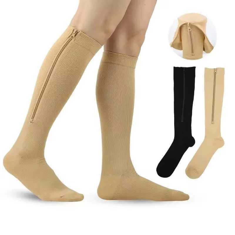 1 Pair Medical Zipper Compression Socks Women Men High Elasticity Nylon Closed Toe Pressure Stocking for Edema Varicose Veins Y251024