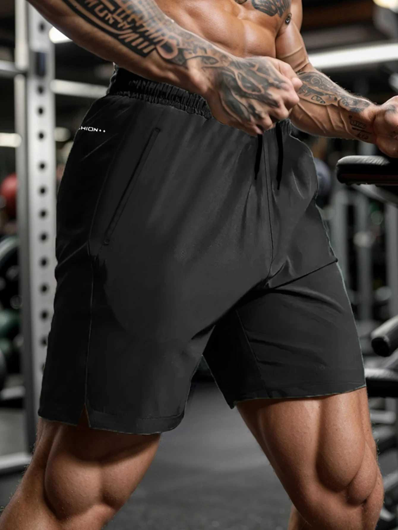 Mens Quick Drying Active Shorts with Zipper Pockets and Drawstring WaistXJ251025