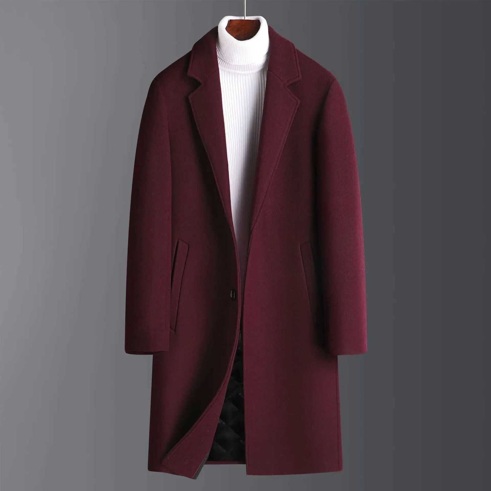 2024 Winter Wool Coat Casual Mens Fashion Trend Medium To Long Thickened Double Sided Woolen Windcoat Coat Trench Coat MenT251025