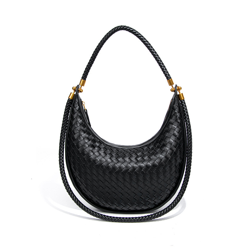 Spring Summer New Woven Women's High-end Luxury Crescent Single Shoulder Crossbody Handheld Underarm Half Moon Bag