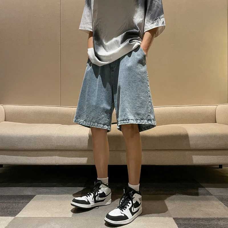 Korean Style Summer Mens Black Wide Leg Denim Shorts 2023 New Fashion Casual Baggy Short Jeans Male Brand ClothesXJ251025