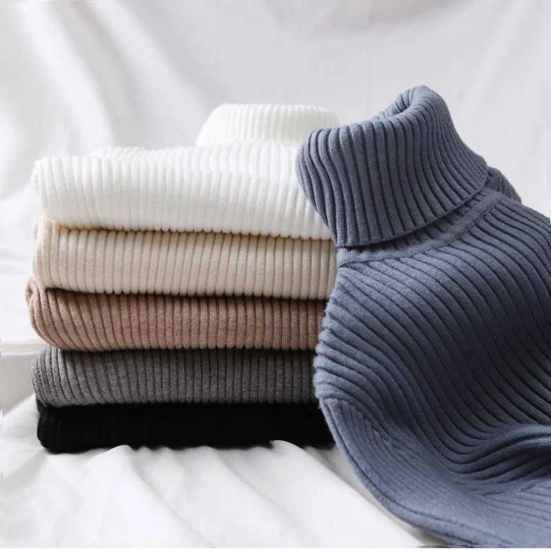 Autumn Winter 2025 Solid Knitted Sweaters Korean Women Sweater Turtleneck Basic Slim Elastics Pullovers Versatile Warm JumperT251025