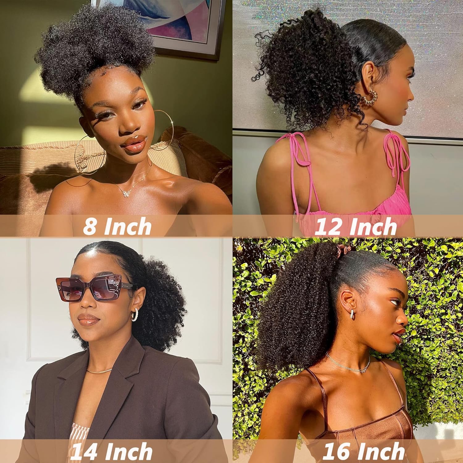 Black women 150% density African fluffy drawstring ponytail 10A location Real Textured African Curled Ponytails by Designers Durable&Long Lasting