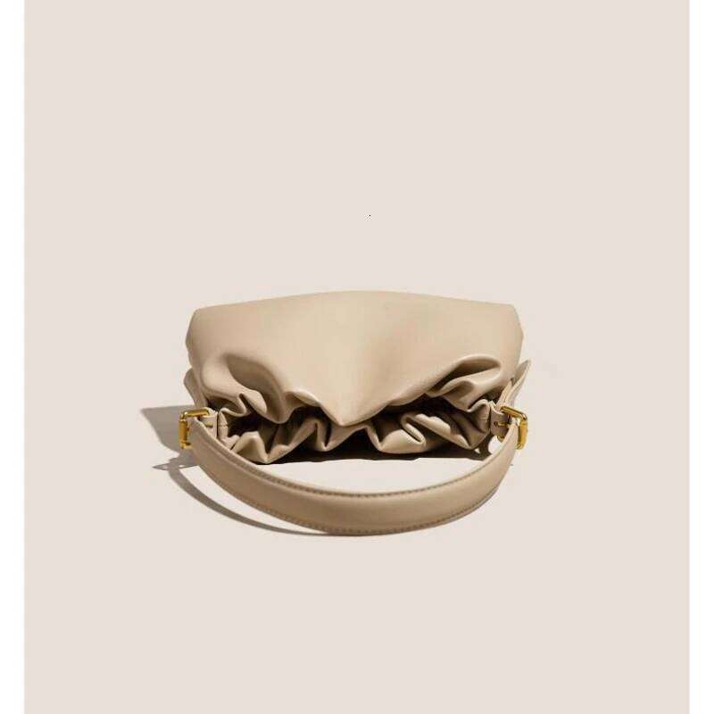 Women Genuine Leather Small Clutch Underarm Bags Fashion Shoulder Cloud Messenger Pleated Handbag Hobo Sling Bag 251023 1025
