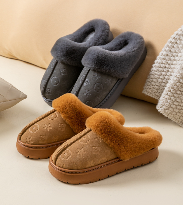 Free shipping Designer Patterned Slippers with Plush Collar & Multi-Color Detail Daily Occasion Wear Fashion Stylish Versatile Trendy