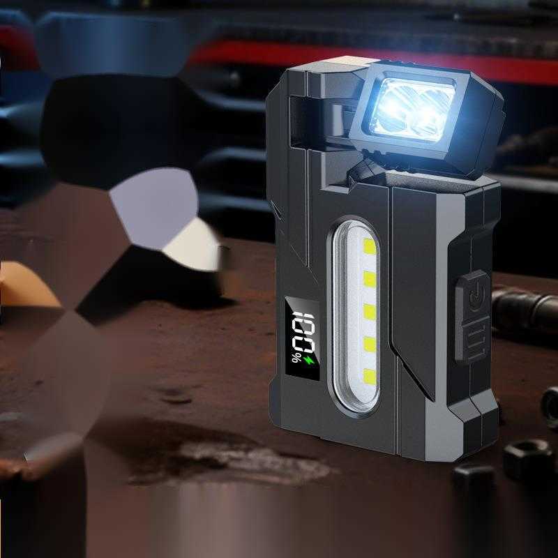 Flashlight Work Light New Magnetic Work Light USB Charging Digital Display Multiangle Rotatable Red Blue Police W251025