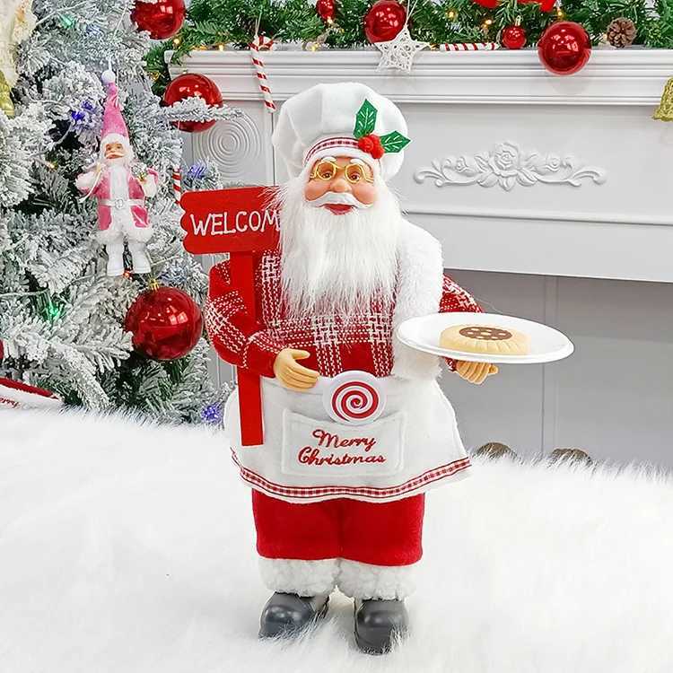 12 inch Christmas Standing Chef Santa Claus Merry Christmas Decoartions For Home Xmas Ornaments Navidad Party Supplies Noel 2023 C251024