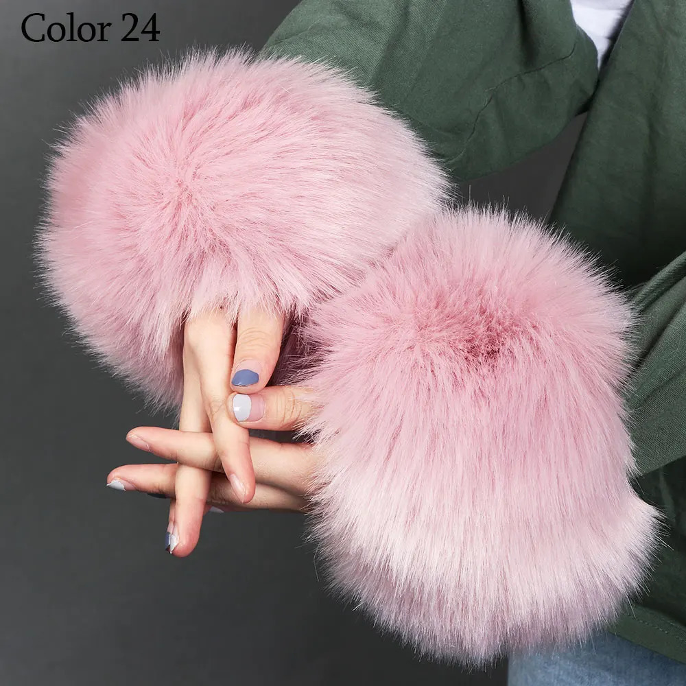 1 Pair of Plush Cuff Faux Fox Fur Cuff Multicolor Windproof Oversleeve Wrist Winter Soft Warmer Wristband Apparel Accessories 251023