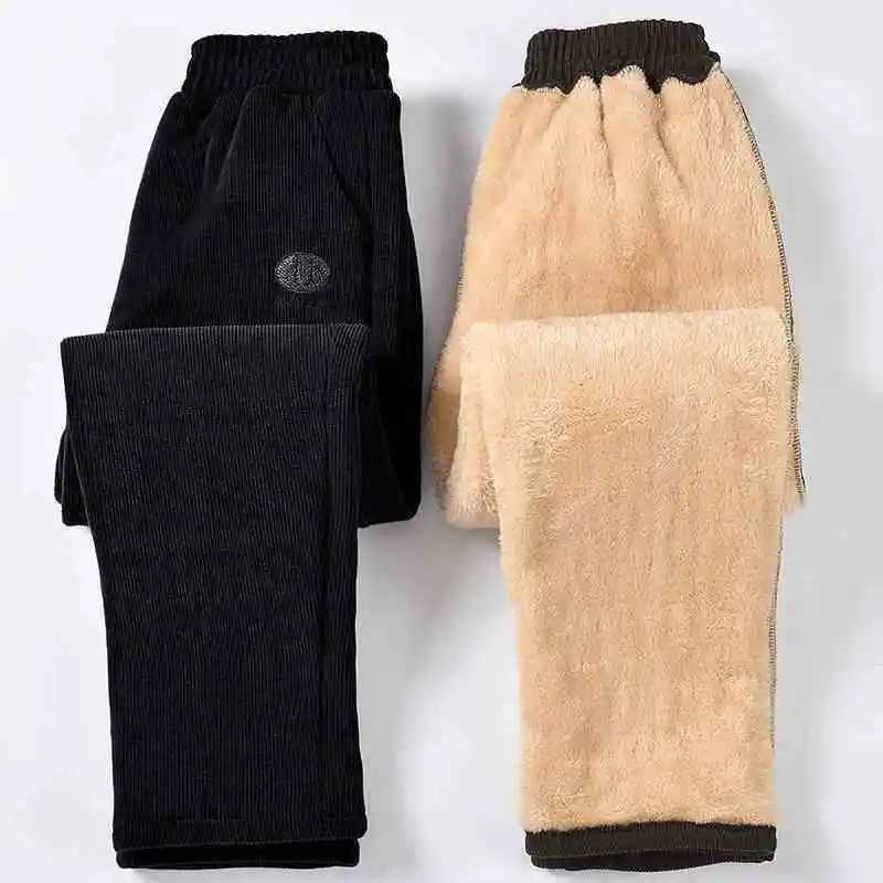 Winter Women Pants Corduroy embroidery Warm Sherpa Lined High Waist Thick Sweatpants Autumn Casual with Pockets Warm Harem PantsT251025