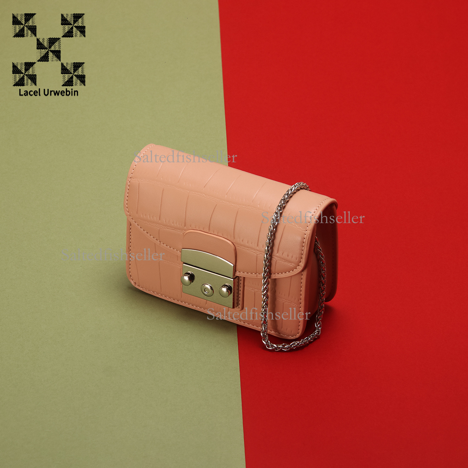 Lacel Urwebin Designer Luxury Crocodile Pattern Handbag Fashion Trend Small Fragrant Style Chain Mini Metal Buckle Single Shoulder Crossbody Bag Small