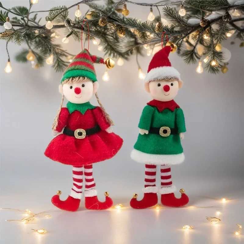 41PC Christmas Elves Stuffed Plush Dolls Hanging Ornaments Xmas tree Decor cute Boy Girl Elf Pendant Kids Gifts New Year Gifts C251024