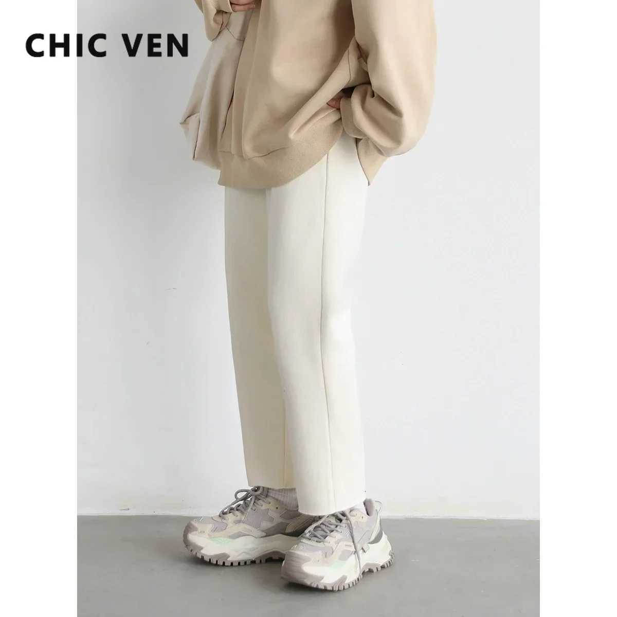 CHIC VEN Womens Knitted Fleece Pants Casual Tracksuit Harlan Thick Warm Casual Loose Sweatpants Female Trousers Autumn WinterT251025