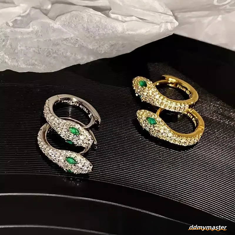 S Sterling Sier Serpentine Earrings For Women - Fashion Micro Zircon Inlaid Bright Hip Hop Style Ddmymaster