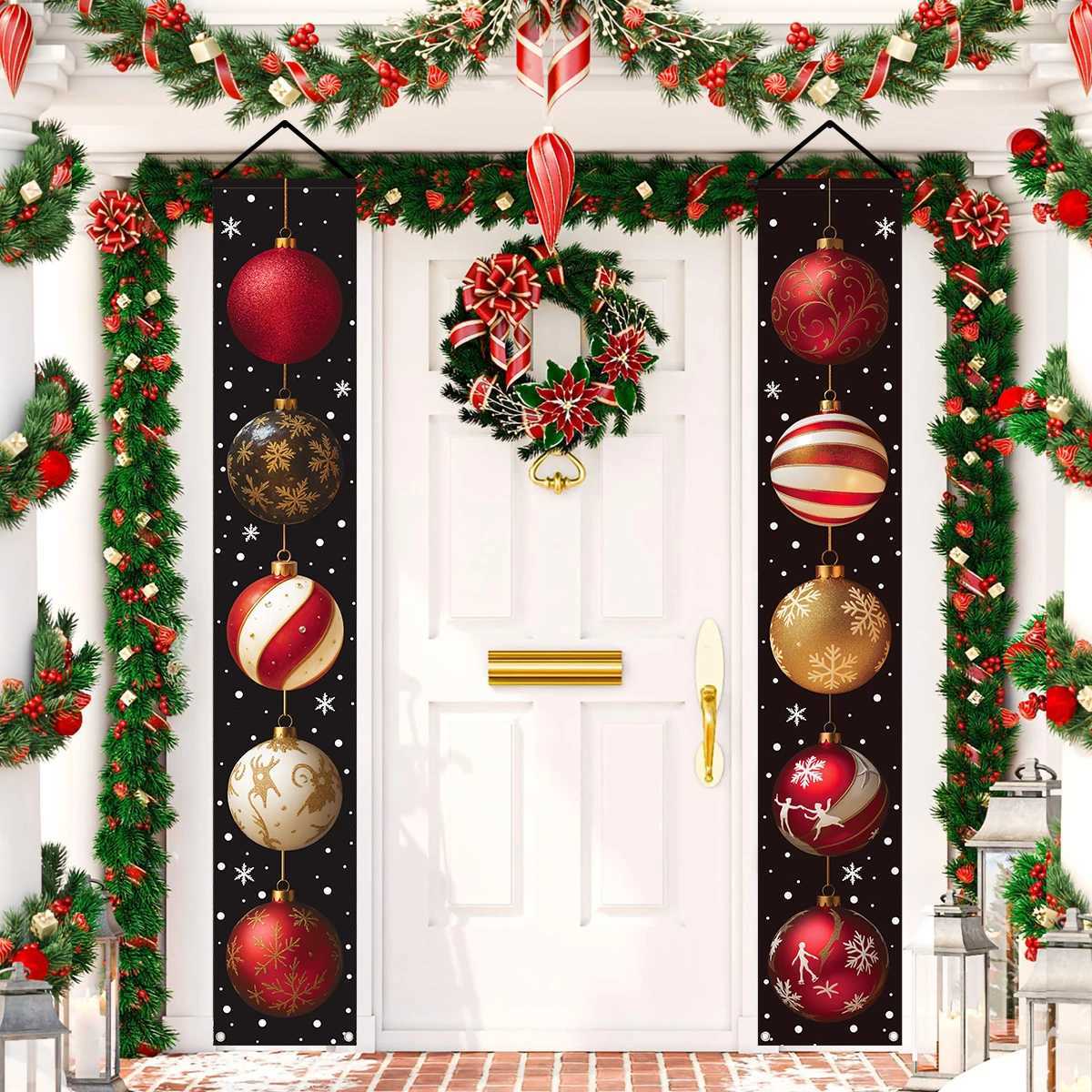 Christmas Hanging Door Banner Merry Christmas Decoration for Home 2025 Xmas Ball Decor Navidad Notal Noel Ornament New Year 2026 C251024